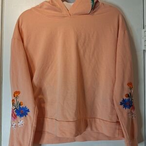 Crave Fame Peach Hoodie with Floral Embroidery